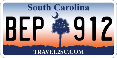 SC license plate BEP912