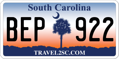 SC license plate BEP922