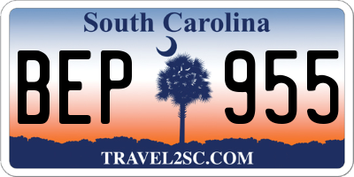 SC license plate BEP955