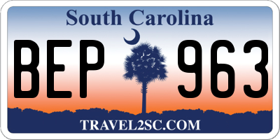 SC license plate BEP963