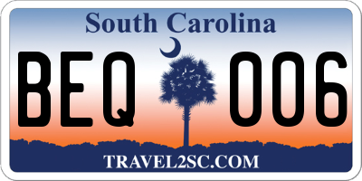 SC license plate BEQ006