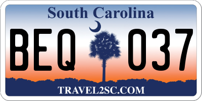SC license plate BEQ037