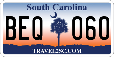 SC license plate BEQ060
