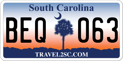 SC license plate BEQ063