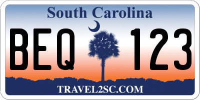 SC license plate BEQ123