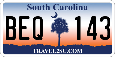 SC license plate BEQ143