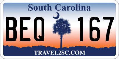 SC license plate BEQ167