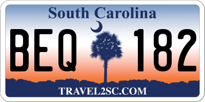 SC license plate BEQ182