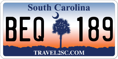 SC license plate BEQ189