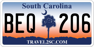 SC license plate BEQ206