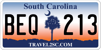 SC license plate BEQ213