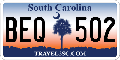 SC license plate BEQ502