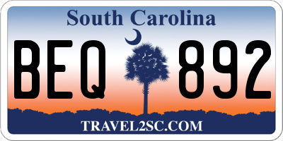 SC license plate BEQ892