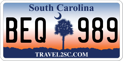 SC license plate BEQ989