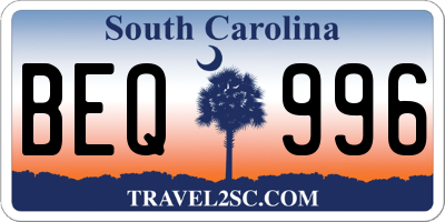 SC license plate BEQ996