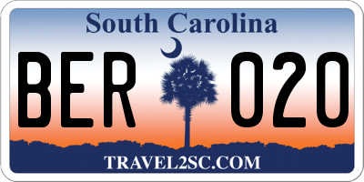 SC license plate BER020