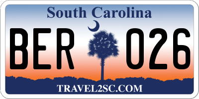 SC license plate BER026