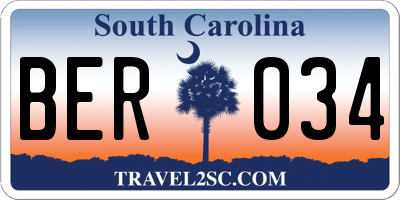 SC license plate BER034
