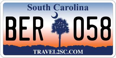 SC license plate BER058