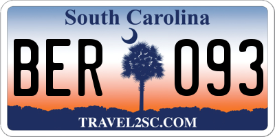 SC license plate BER093