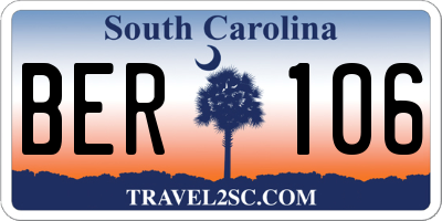 SC license plate BER106