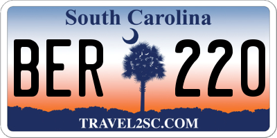 SC license plate BER220