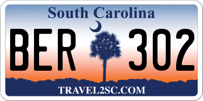 SC license plate BER302