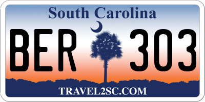 SC license plate BER303