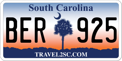 SC license plate BER925