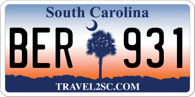 SC license plate BER931