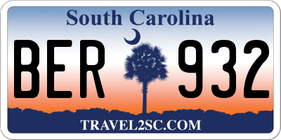 SC license plate BER932