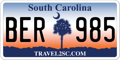 SC license plate BER985