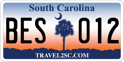 SC license plate BES012