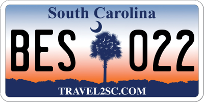 SC license plate BES022