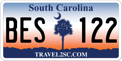 SC license plate BES122