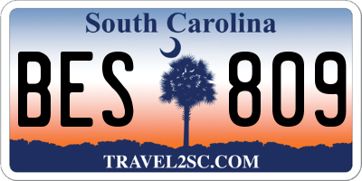 SC license plate BES809