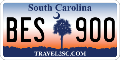 SC license plate BES900