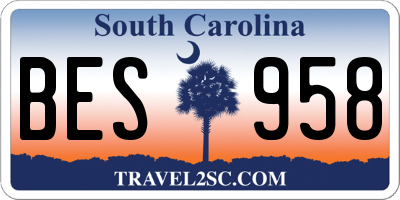 SC license plate BES958