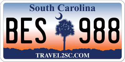 SC license plate BES988