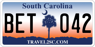 SC license plate BET042
