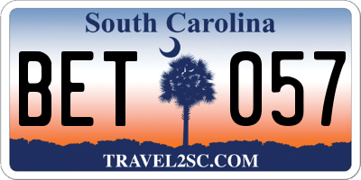 SC license plate BET057