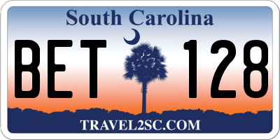 SC license plate BET128