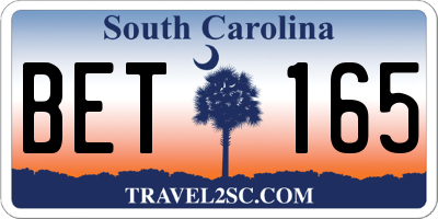 SC license plate BET165