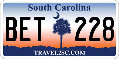 SC license plate BET228
