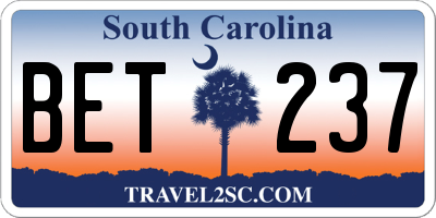 SC license plate BET237
