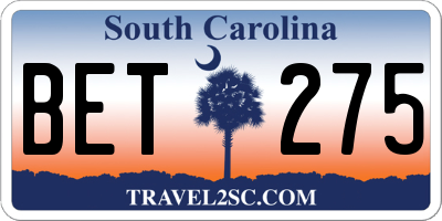 SC license plate BET275