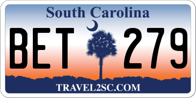 SC license plate BET279