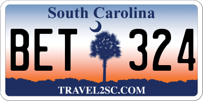 SC license plate BET324