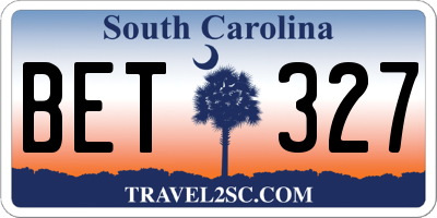 SC license plate BET327