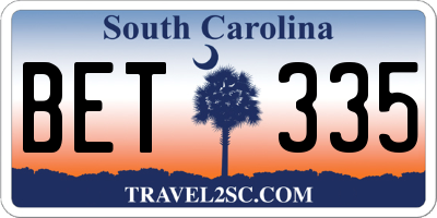 SC license plate BET335